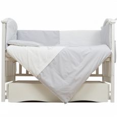 Постельный комплект 7 эл. Twins Dolce Loving bear 4075-DLB-10, white/grey, белый/серый